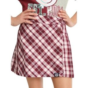 Justice Girls Plaid Skirt with shorts Maroon Size XL (14/16) New Without Tags